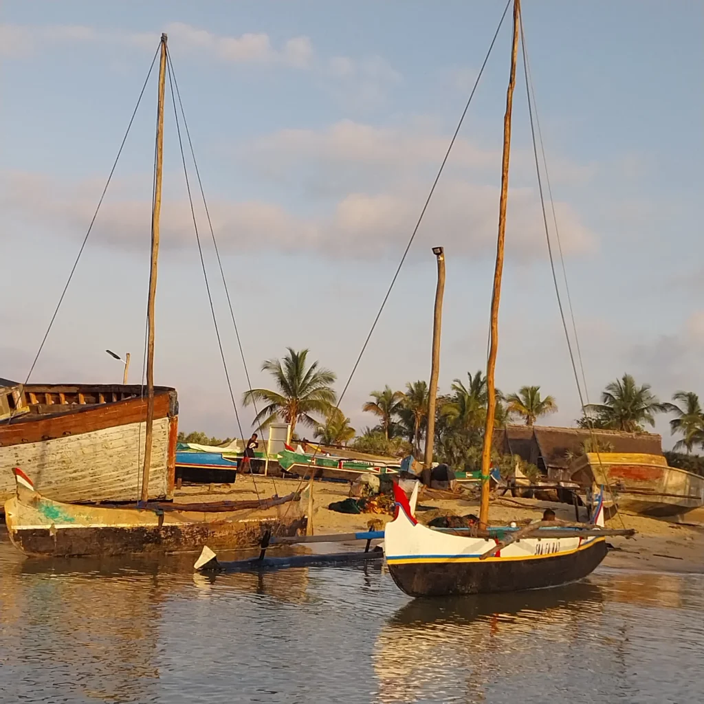 Boats by Morondava’s fishing village